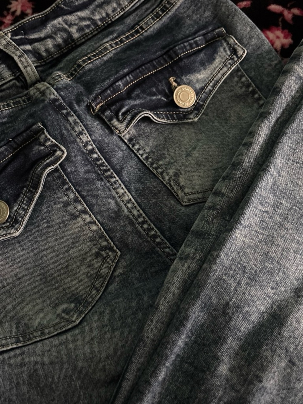 Women's Washed Dark Blue Denim Jeans